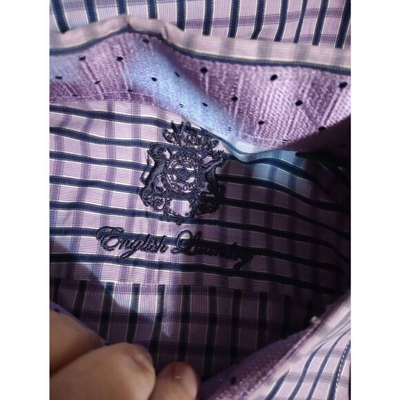 English Laundry Shirt Men's 17.5‎ Purple Button Front Long Sleeve - Picture 6 of 9